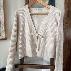AVA & VIV Cream Ribbed Sweater with Tie Sz 3x